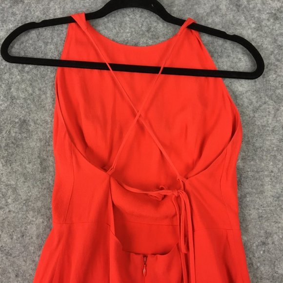 Aritzia Wilfred Dress 4 Cocktail A Line Boat Neck Strappy Open Plunge Back Red - Picture 13 of 15